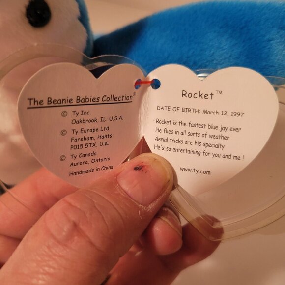 "Rocket" the Blue Jay is a striking Ty Beanie Baby known for its vibrant blue an - Picture 3 of 5